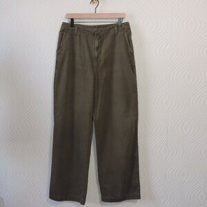 GAP High Rise Wide Leg Broken Twill pants sz 12 Tall in Army Jacket Green